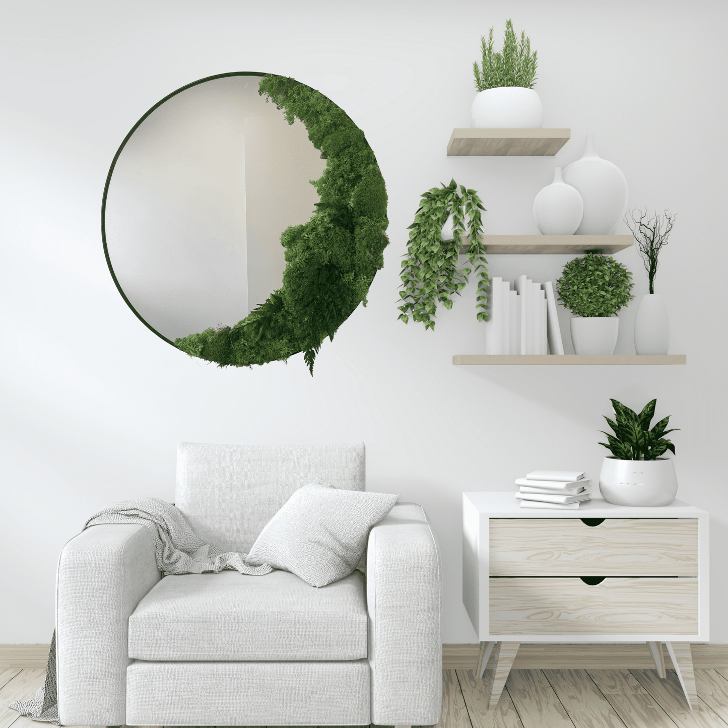 Oversized Moss Mirror (80cm)